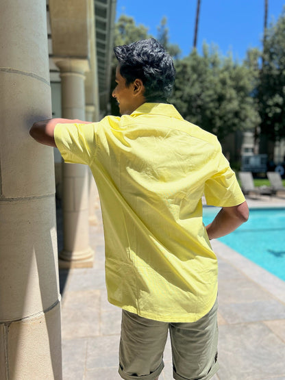 Mens Yellow Linen Shirt