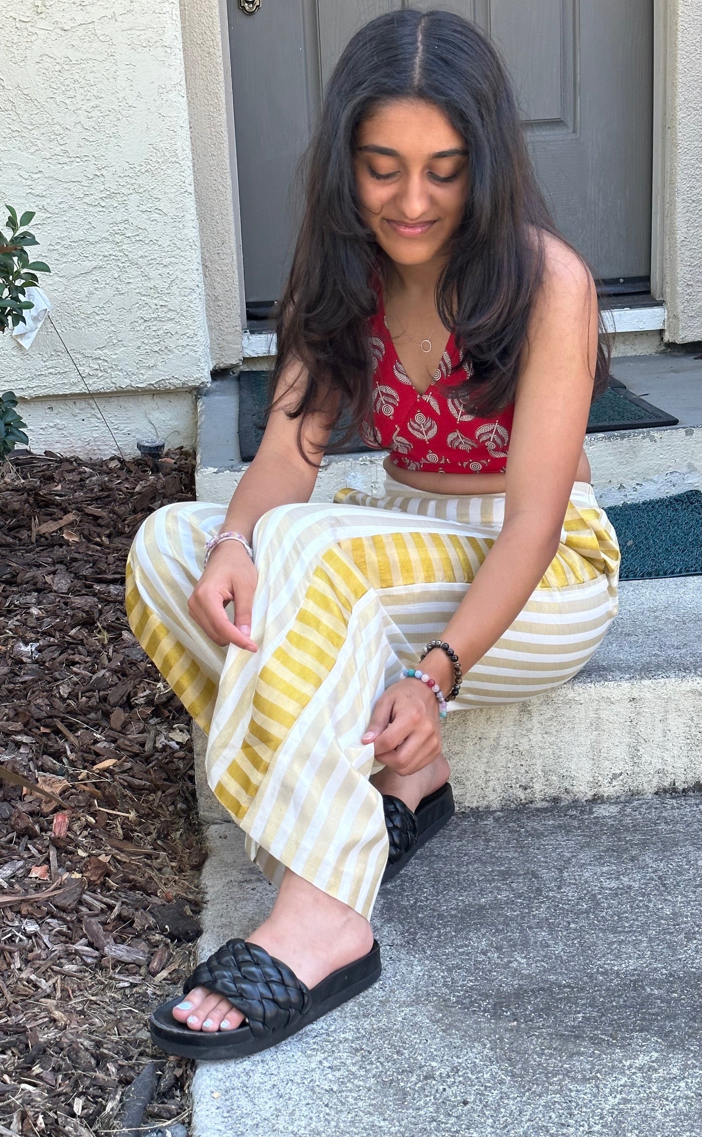 Halter Neck Top in Red Block print