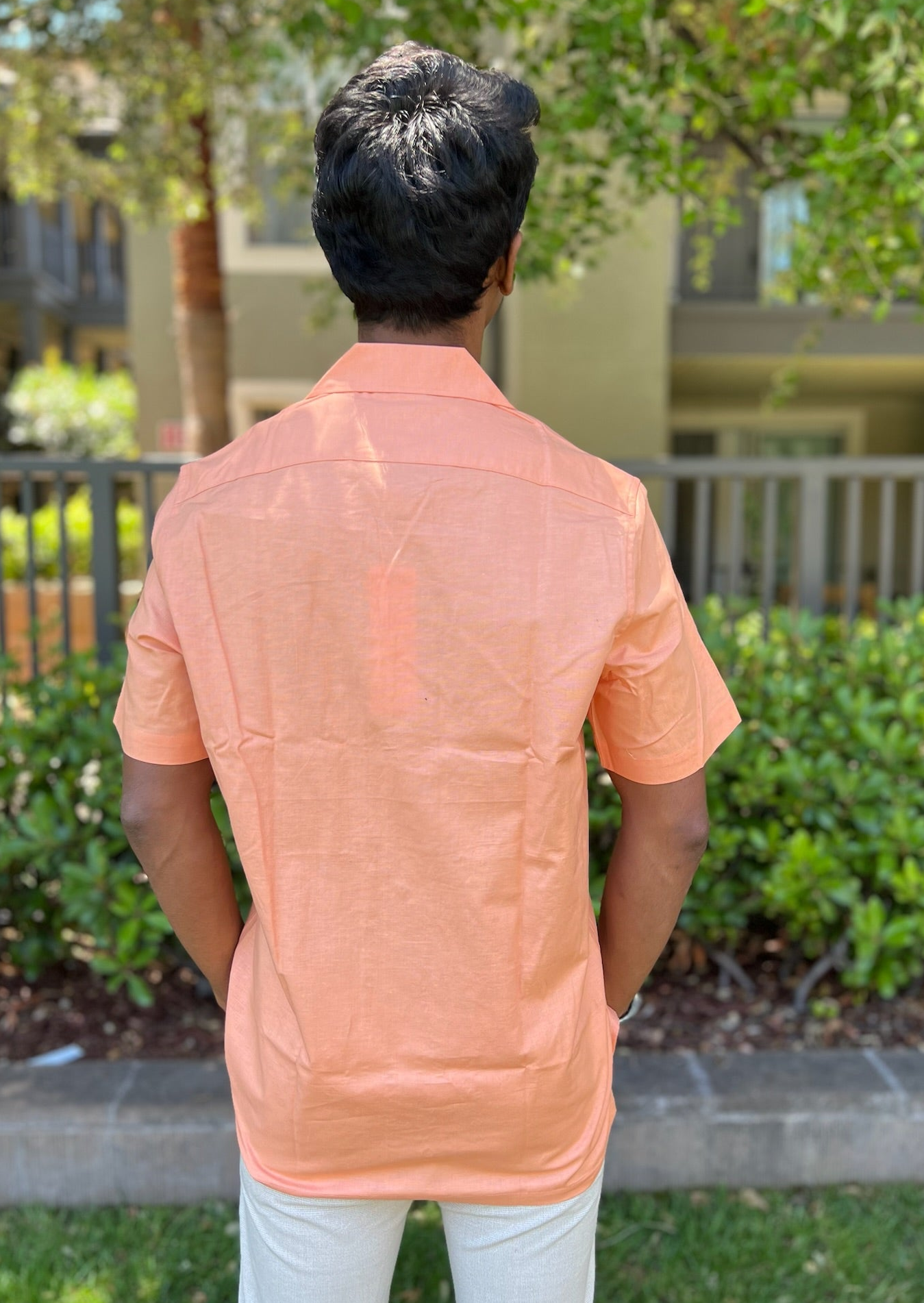 Mens Orange Linen Shirt